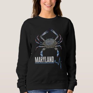 Krabbfiske Hjärtbeat Maryland Blå Krabbjägare T Shirt