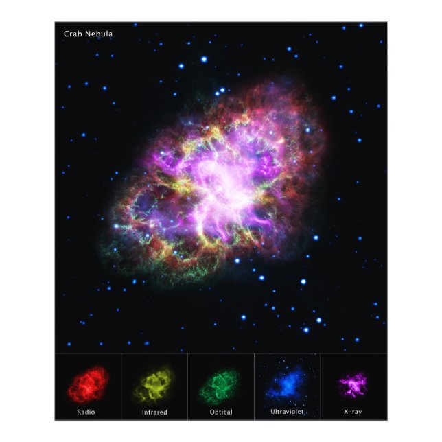 Krabbnebulosan Supernovarest Hubble-komposit Fototryck (Framsidan)