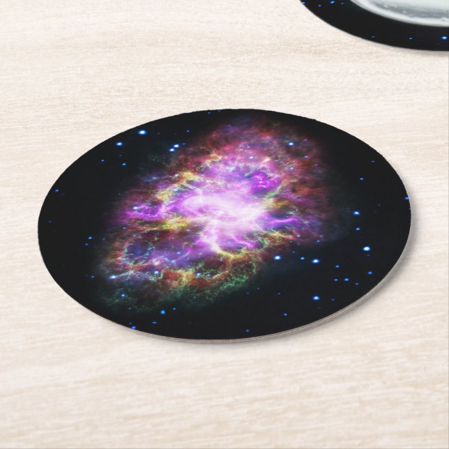 Krabbnebulosan Supernovarest Hubble-komposit Underlägg Papper Rund (Vinklad)