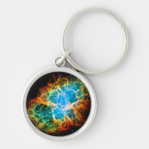 Krabbnebulosan supernovarest Hubble-rymdfoto Rund Silverfärgad Nyckelring
