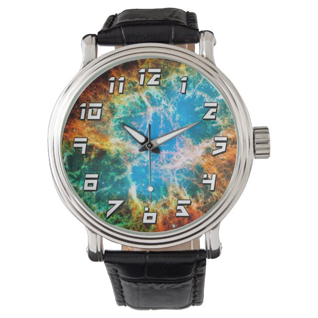 Krabbnebulosan supernovarest Hubble-teleskopbild Armbandsur (Framsida)