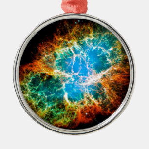 Krabbnebulosan supernovarest Hubble-teleskopbild Julgransprydnad Metall