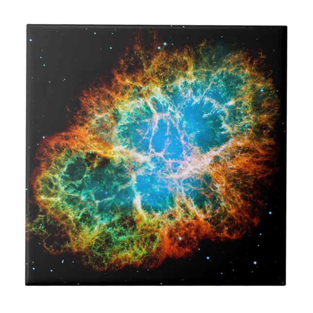 Krabbnebulosan supernovarest Hubble-teleskopbild Kakelplatta (Framsidan)