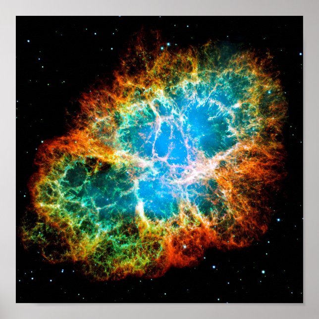 Krabbnebulosan supernovarest Hubble-teleskopbild Poster (Framsidan)