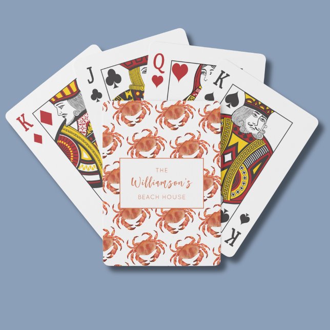 Krabbor kräftdjur hav mönster casinokort (Personalized family beach house playing cards with crab pattern)