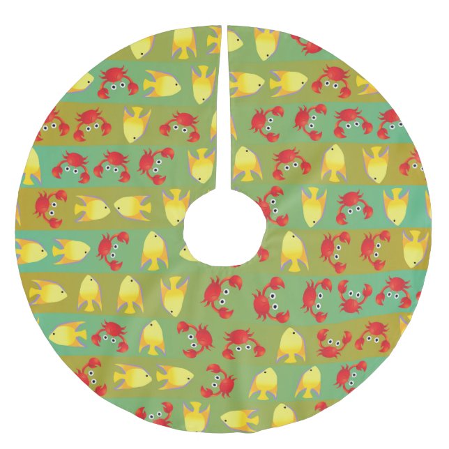 Krabbor och fisk julgransmatta borstad polyester (Framsidan)