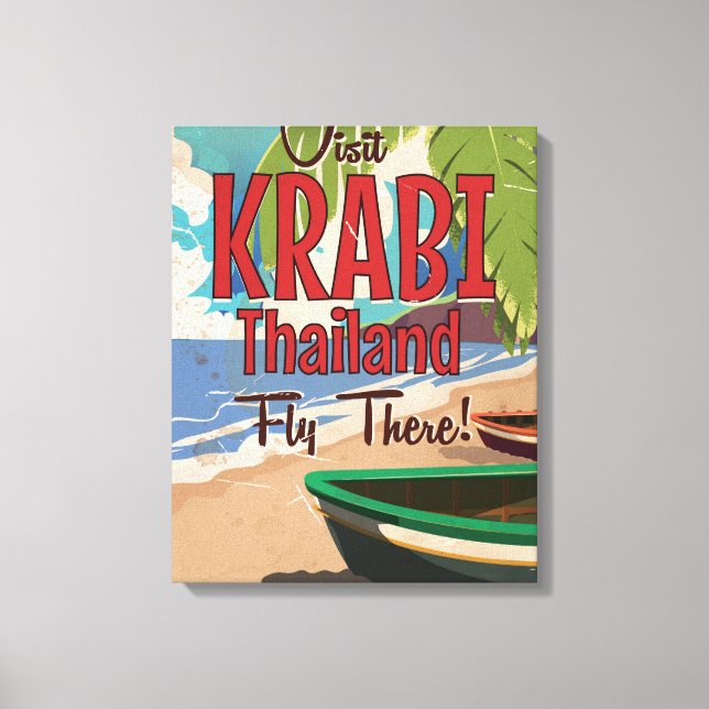 Krabi Beach Thailand vintage resemål Canvastryck (Framsida)