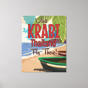 Krabi Beach Thailand vintage resor poster Canvastryck