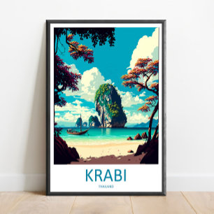 Krabi Resemålning Thailand Väggkonst, Krabi Thaila Poster