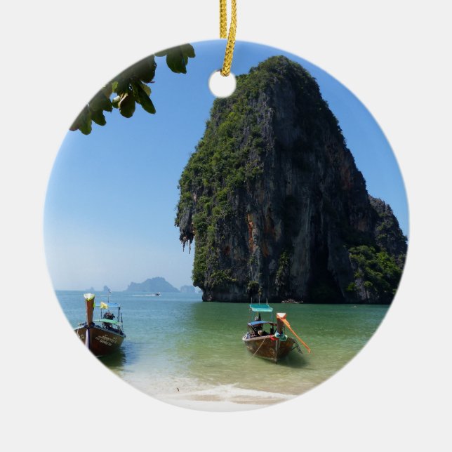 Krabi strand, Thailand. Julgransprydnad Keramik (Framsidan)