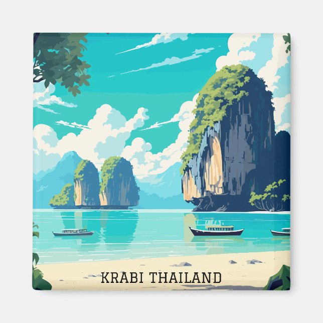 Krabi Thailand Beach Paradise Travel Magnet (Framsidan)