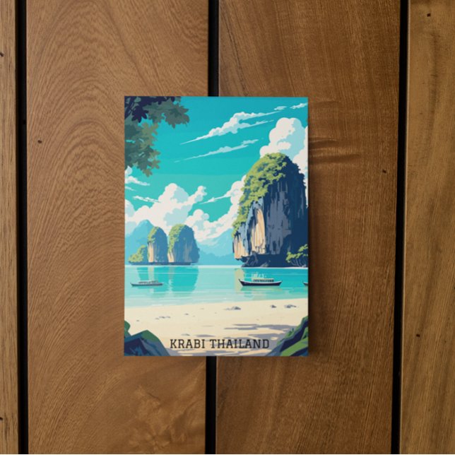Krabi Thailand Beach Paradise Travel Vykort (krabi thailand tropical beach postcard)