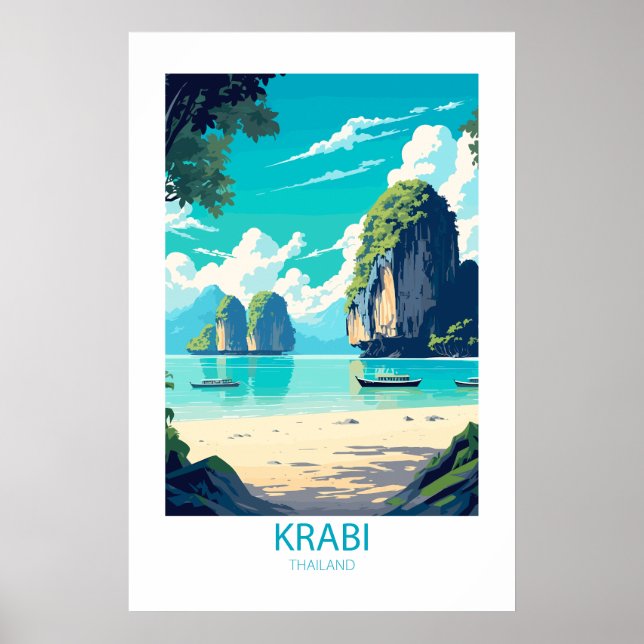 Krabi Thailand Berömd Travel Ställe Poster (Framsidan)