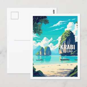 Krabi Thailand Berömd Travel Ställe Vykort