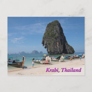 Krabi Thailand, Phra Nang Beach Postcard Vykort