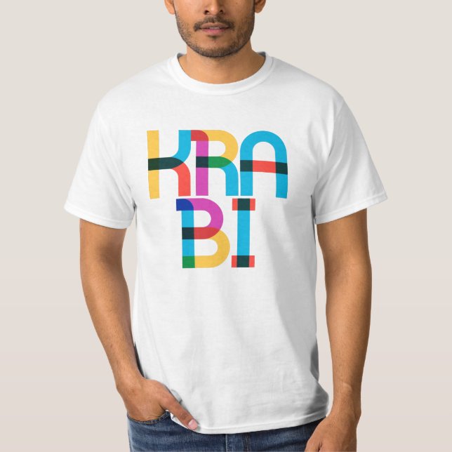 Krabi Thailand Pop Art Brev T Shirt (Framsida)