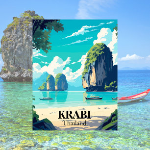 Krabi, Thailand Strandillustration Vykort