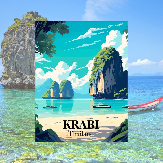 Krabi, Thailand Strandillustration Vykort (Krabi, Thailand )