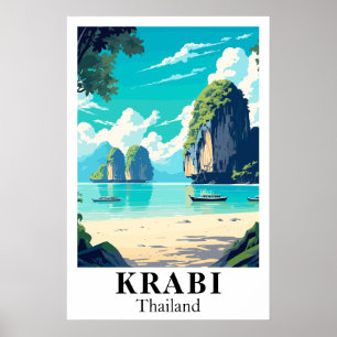 Krabi Thailand Vintage Resemotiv Affisch