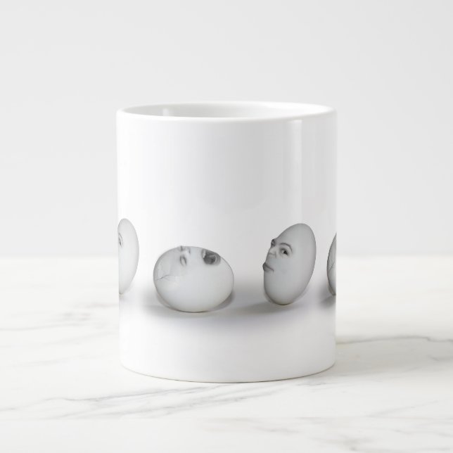 Krackad ägg och en rosa jumbo mugg (Framsidan)