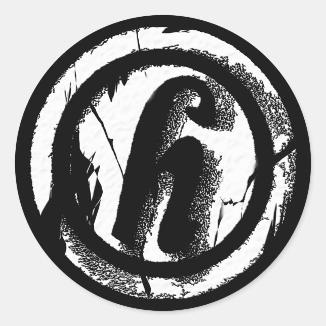 Krackad cirkel H Runt Klistermärke (Framsida)