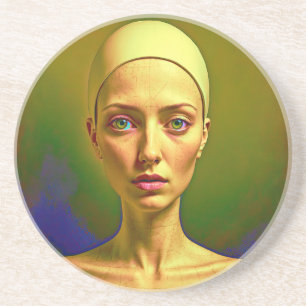 Krackad porcelain Soul - Färgfull Porträtt Underlägg