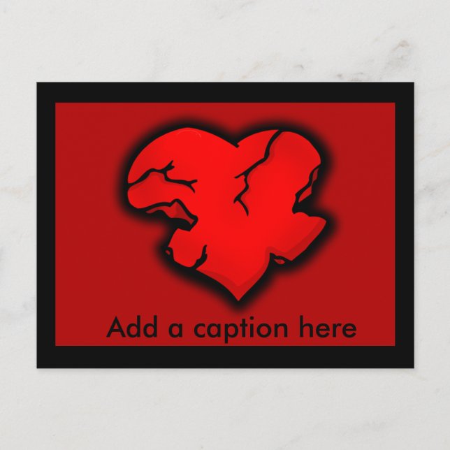 Krackat hjärta Anti alla hjärtans dag att anpassa Helg Vykort (Framsida)