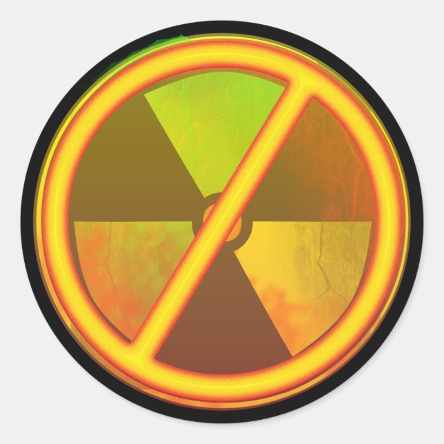 Krackat märke för radioaktiv nukleär symbol (Framsida)