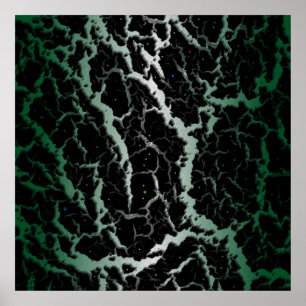 Krackat område Lava - Vit/Skog Poster
