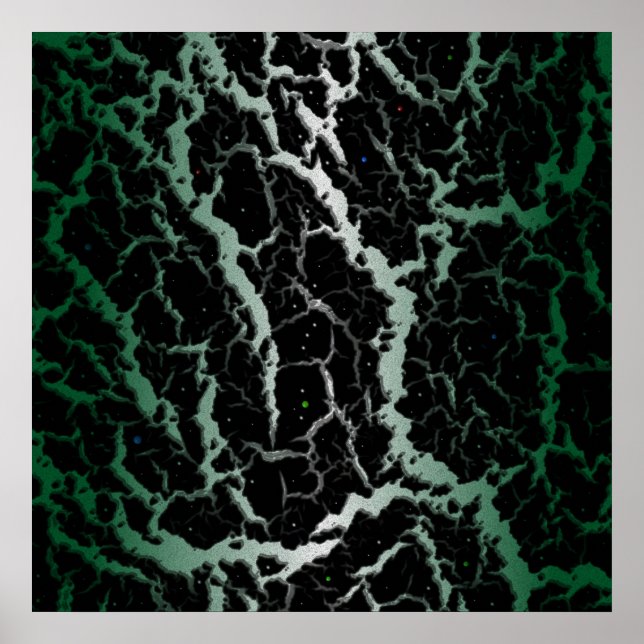 Krackat område Lava - Vit/Skog Poster (Framsidan)