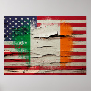 Krackfärg Irish American Flagga Poster