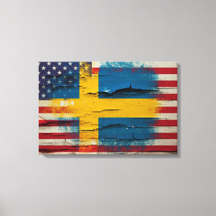 Krackfärg   Svenska Amerikanska Flagga Canvastryck