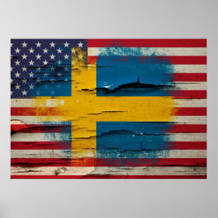 Krackfärg   Svenska Amerikanska Flagga Poster
