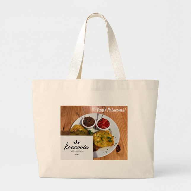 Kracovia Cafe Tote - Patacones & Menu Stil Jumbo Tygkasse (Framsidan)