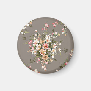 Kräda, rosa blommor på grått. magnet