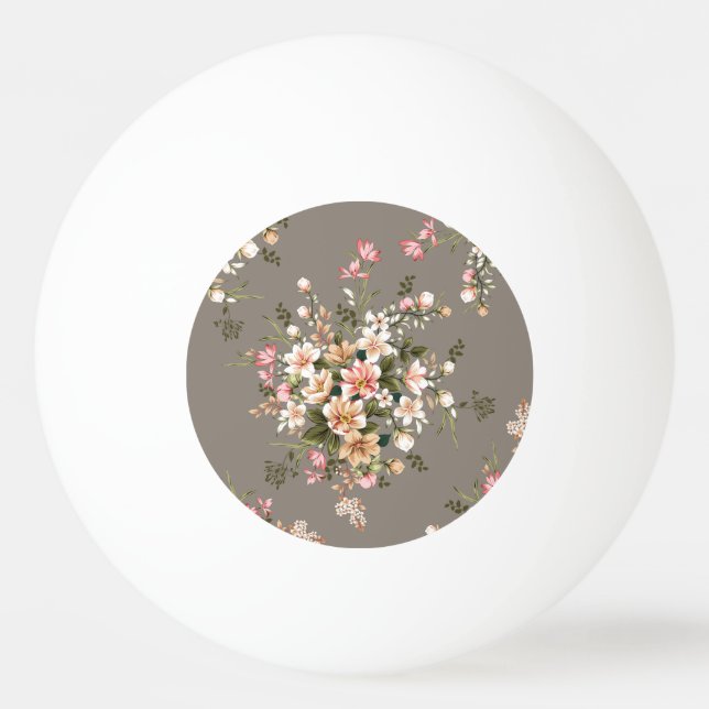 Kräda, rosa blommor på grått. pingisboll (Framsidan)