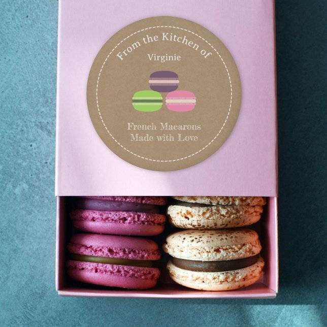 Kraf & Rustic Fransk Macarons etikett (Kraf & Rustic French Macarons Sticker)