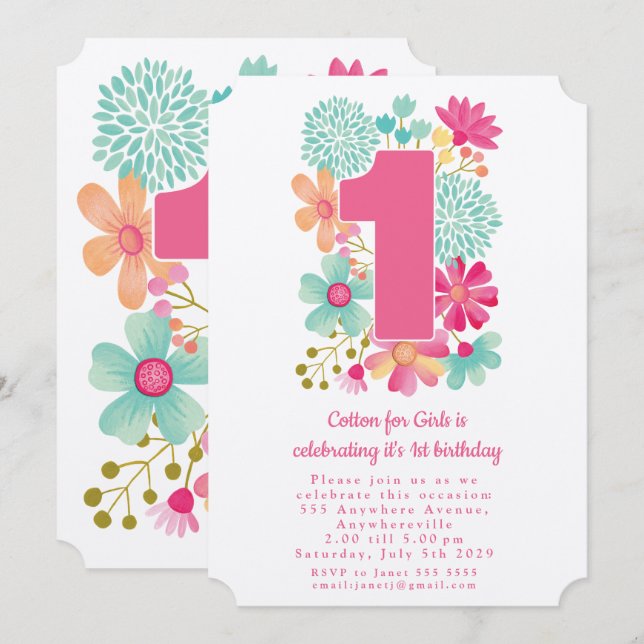 Kraft 1:a årsdagen Birthday Company Party Inbjudningar (Fram/baksida)