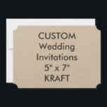 KRAFT 7" x 5" Biljett bröllopsinbjudningar Inbjudningar<br><div class="desc">KRAFT 7 tum x 5 tum Biljett Shape Wedding Bejourations Earth-ton papper med ett vackert mjukt struktur-avsluta. Kraft är miljövänligt och tillverkas i en familjägd fabrik med 100 procent förnybar energi. 30 % innehåll efter det att produkten har återvunnits. I USA: 100 lbs kort,  14 punkters tjockt kort.</div>