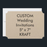KRAFT 7" x 5" Biljett bröllopsinbjudningar Inbjudningar<br><div class="desc">KRAFT 7 tum x 5 tum Biljett Shape Wedding Bejourations Earth-ton papper med ett vackert mjukt struktur-avsluta. Kraft är miljövänligt och tillverkas i en familjägd fabrik med 100 procent förnybar energi. 30 % innehåll efter det att produkten har återvunnits. I USA: 100 lbs kort,  14 punkters tjockt kort.</div>