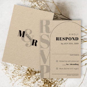 Kraft Ampersand Modern Arch Bröllop OSA Card Kort