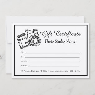 Kraft Anpassningsbar Photography Gift Certificate Inbjudningar