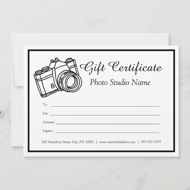 Kraft Anpassningsbar Photography Gift Certificate Inbjudningar (Framsida)