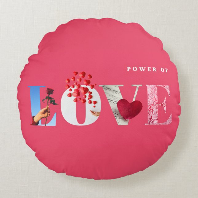 Kraft av kärlek Citat Romantisk het rosa årsdag Rund Kudde (Framsidan)