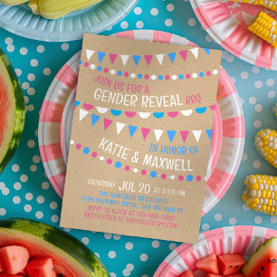 Kraft BBQ Gender Reveal Inbjudningar