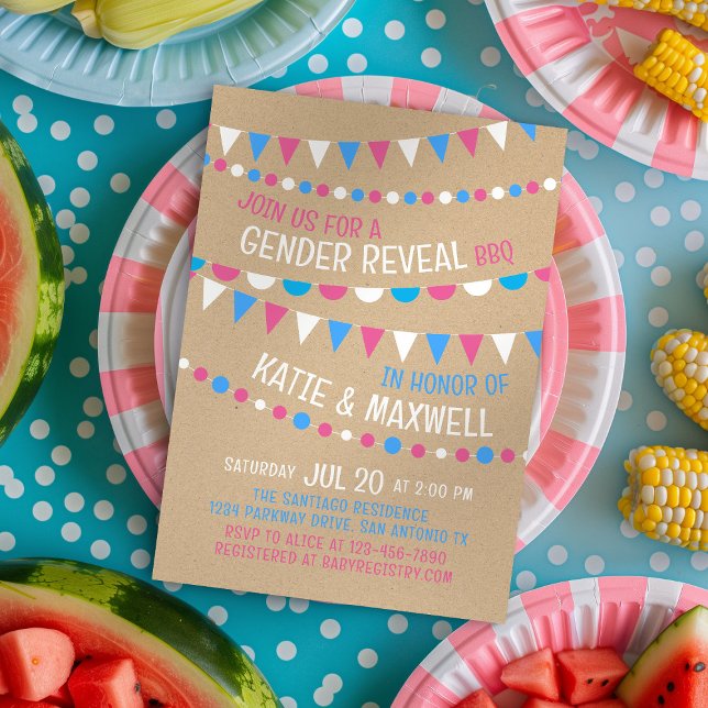 Kraft BBQ Gender Reveal Inbjudningar (Skapare uppladdad)