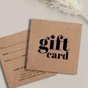 Kraft Beauty Gift Card, enkelt tryckt Fyrkantigt Visitkort