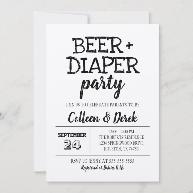 Kraft Beer & Diaper Party bjudande Inbjudningar (Framsida)