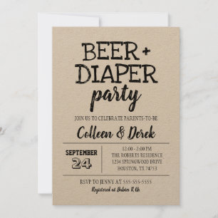 Kraft Beer & Diaper Party bjudande Inbjudningar