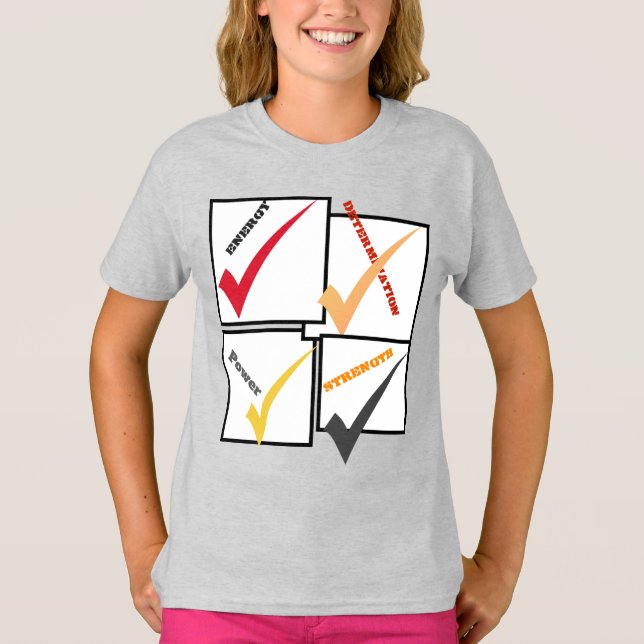 Kraft Bestämning Styrka Energi Tecken Topp T Shirt (Framsida)